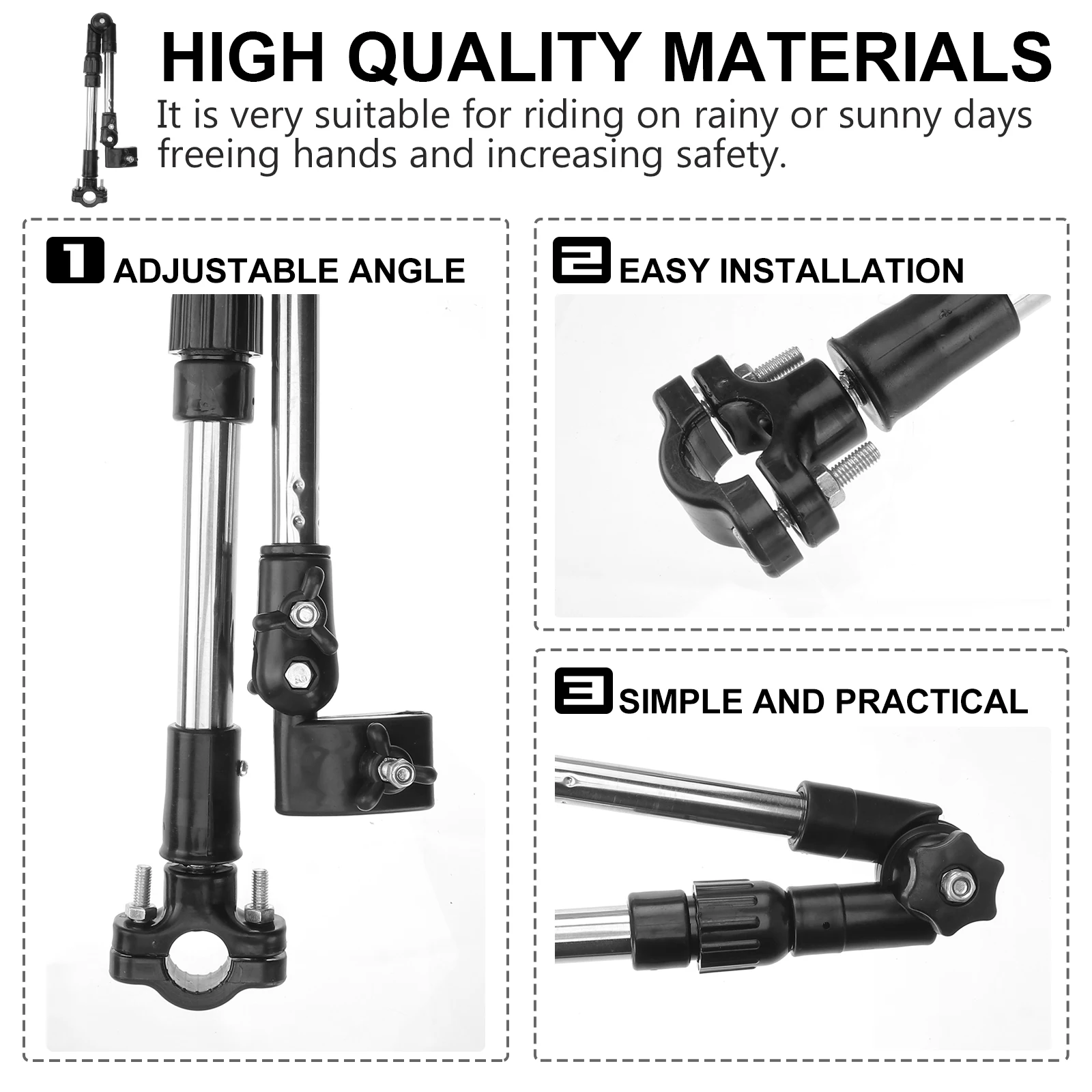 

Adjustable Extendable Umbrella Bracket Holder Clamp Steel Pipe Connector for Wheelchair Stroller Scooter Deck Chair Outdoor Use