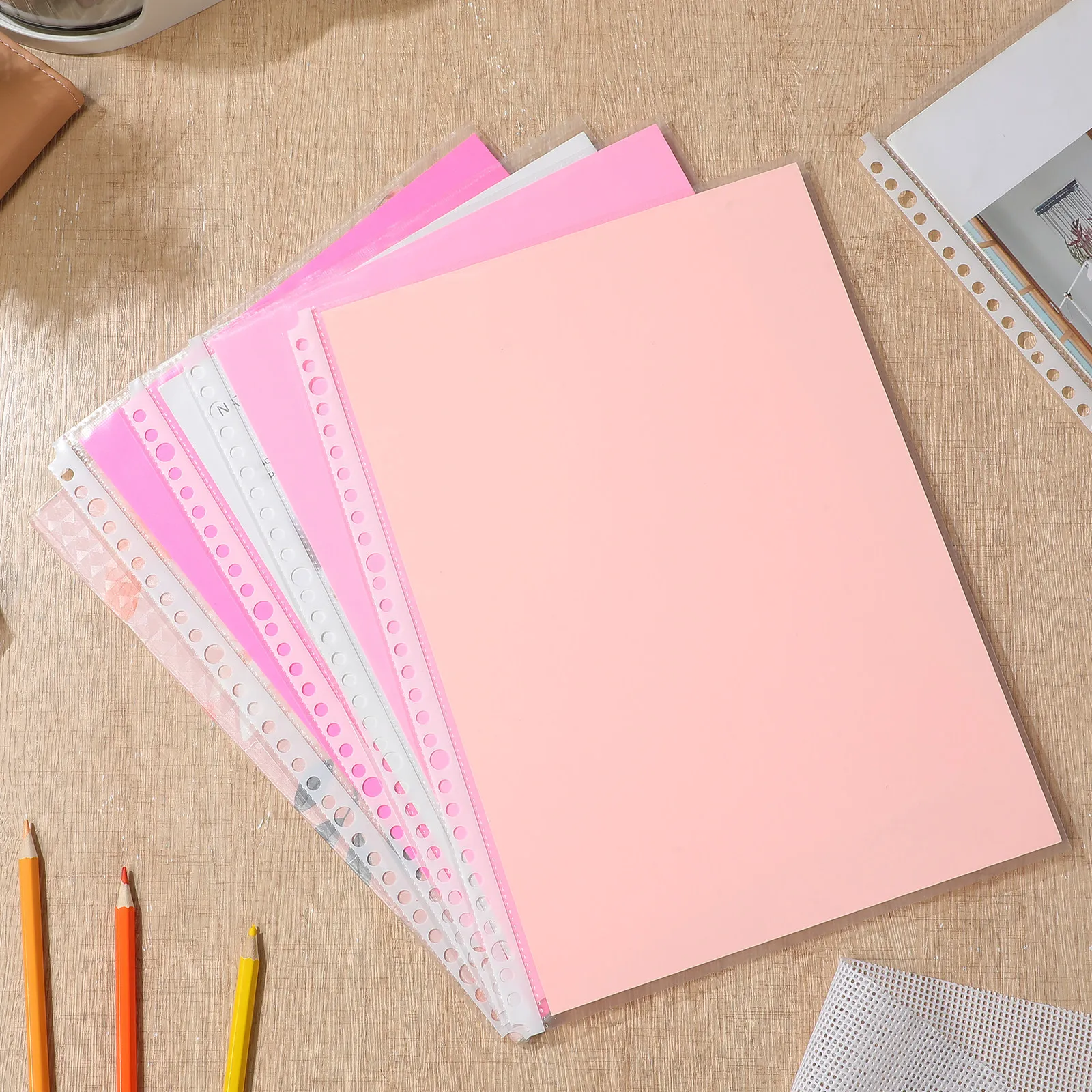 

100Pcs Clear Plastic Binder Inner Page Sleeves 30 Holes Loose Leaf Transparent Folder Protector A4 Document Filing Pouches