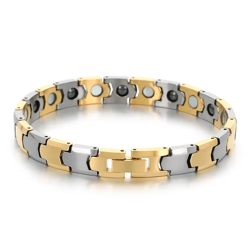 54g Weigh High Quality Tungsten Steel Magnetic Stone Bracelet Bullet Link Chain Suitable for Men and Women Bling 8.5mm 8inch