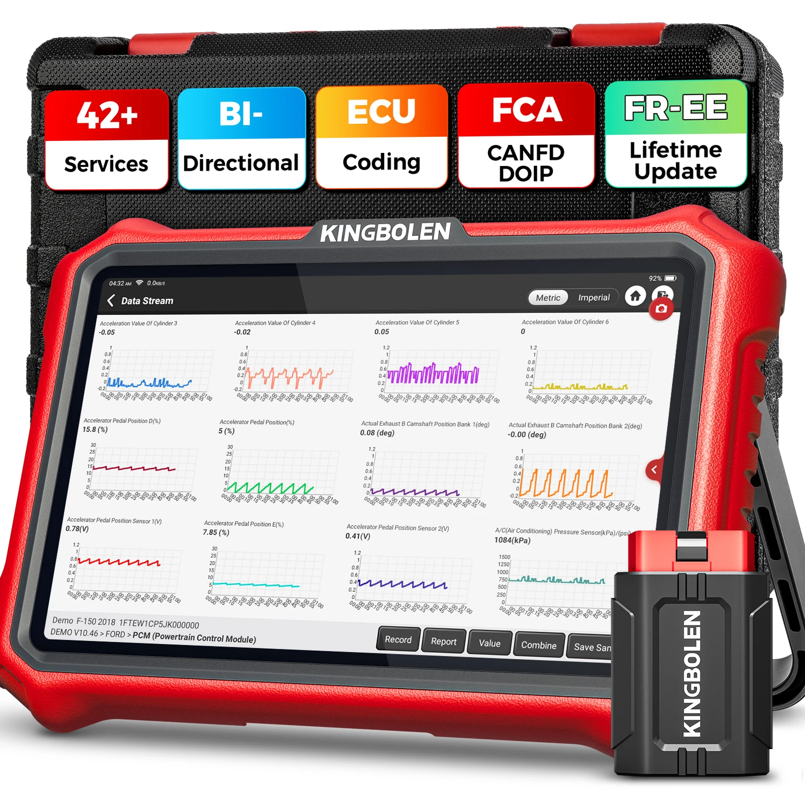 [Mises à jour gratuites à vie] KINGBOLEN K8 PRO (8 pouces) – Outil de diagnostic automobile complet (CANFD/DoIP) – Codage ECU en ligne, tests actifs et 34 fonctions de réinitialisation