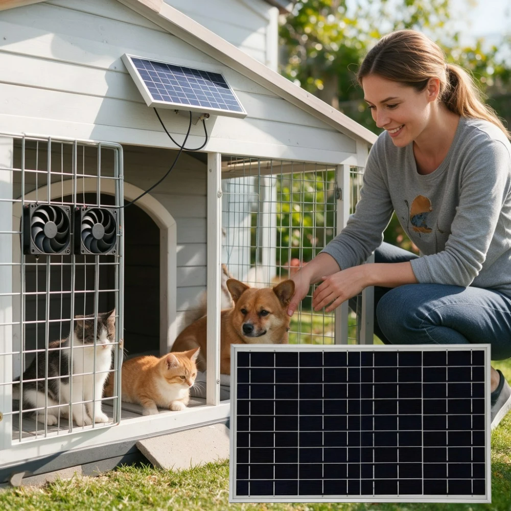 10W 15W Weatherproof Solar Dual Exhaust Ventilation Kit Heat Dissipation Cooling Fans for Chicken Coop Greenhouse Pet House