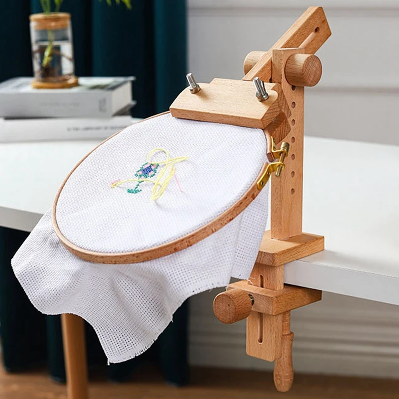 Wooden Embroidery Hoop 360 Degree Rotation Adjustable Desktop Stand Cross Stitch Rack,Frame Crosstitch,Embroidery Holder