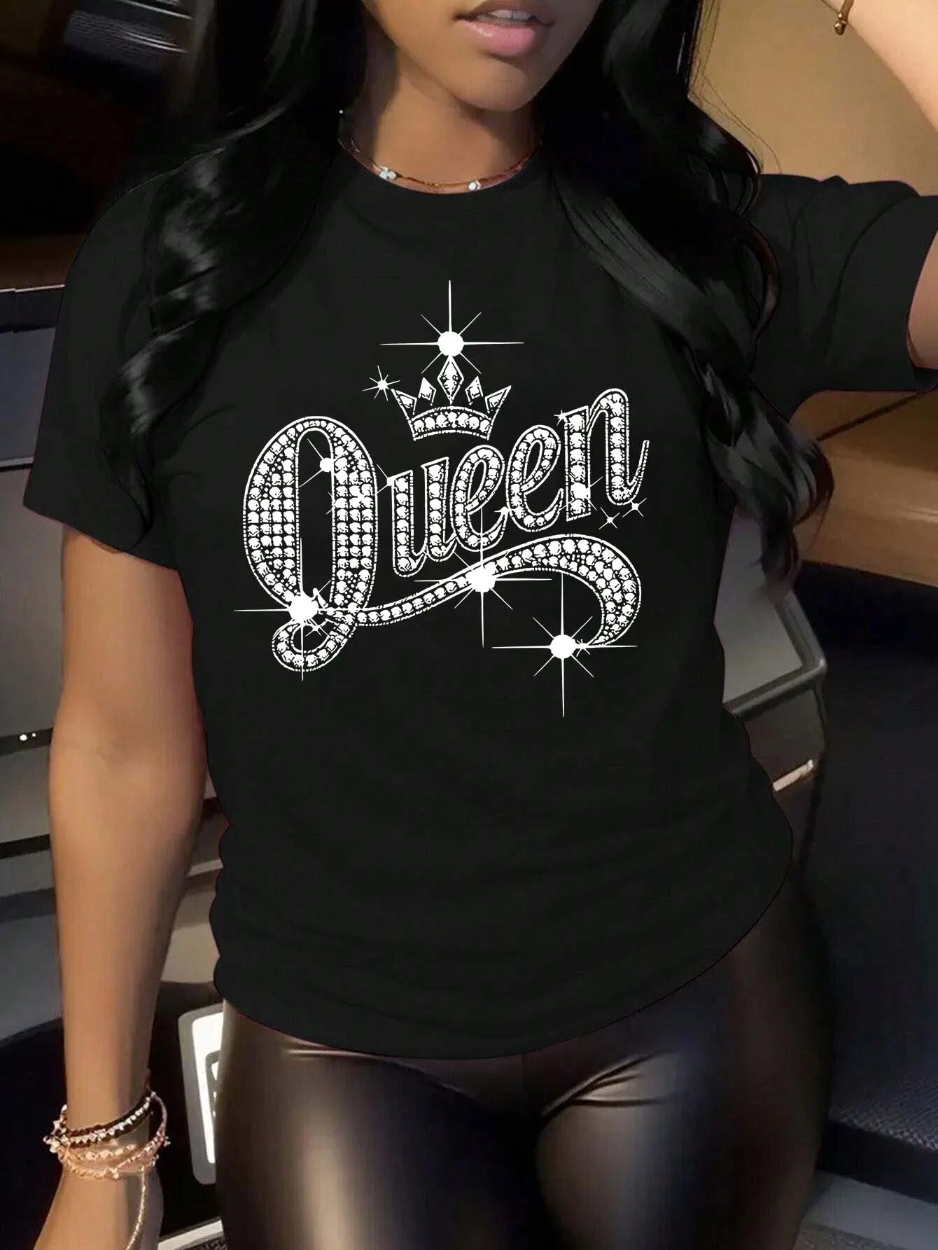 

Футболка с английским логотипом королевы больших размеров, модная индивидуальность, уникальные особенности