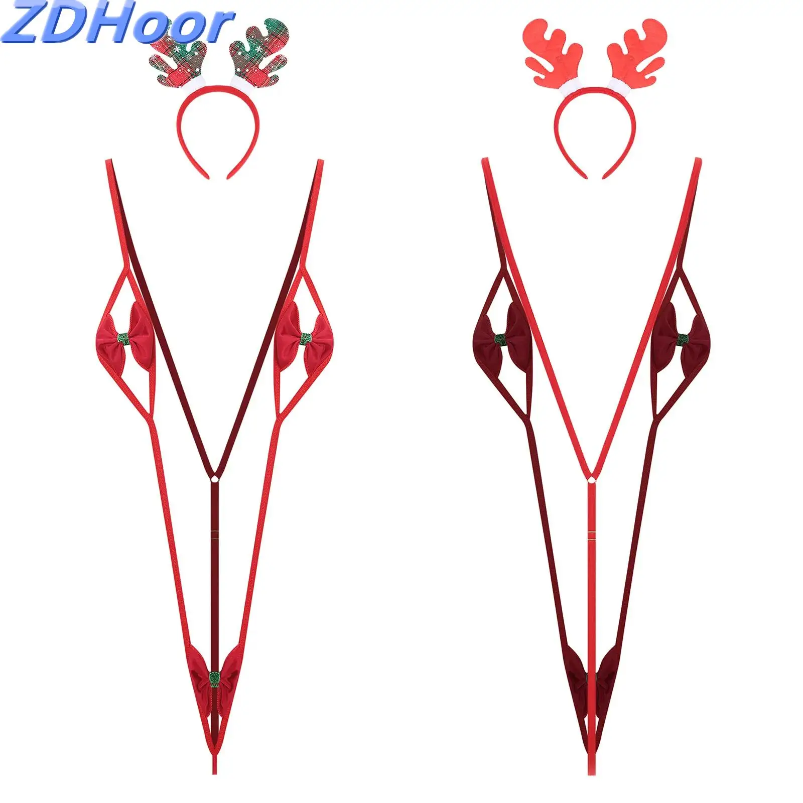 

Женский бархатный рождественский боди без рукавов с бантом и помпонами, костюм для ролевых игр с головным убором, забавное нижнее белье