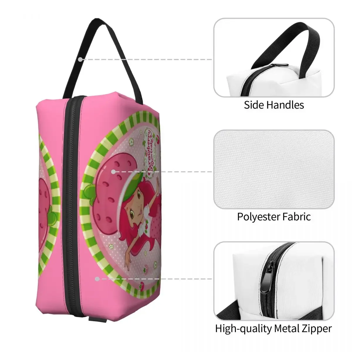 Polyester Men Business Portable Storage Bag strawberry-s-shortcake Women Travel Cosmetic Bag Hanging Wash Pouch