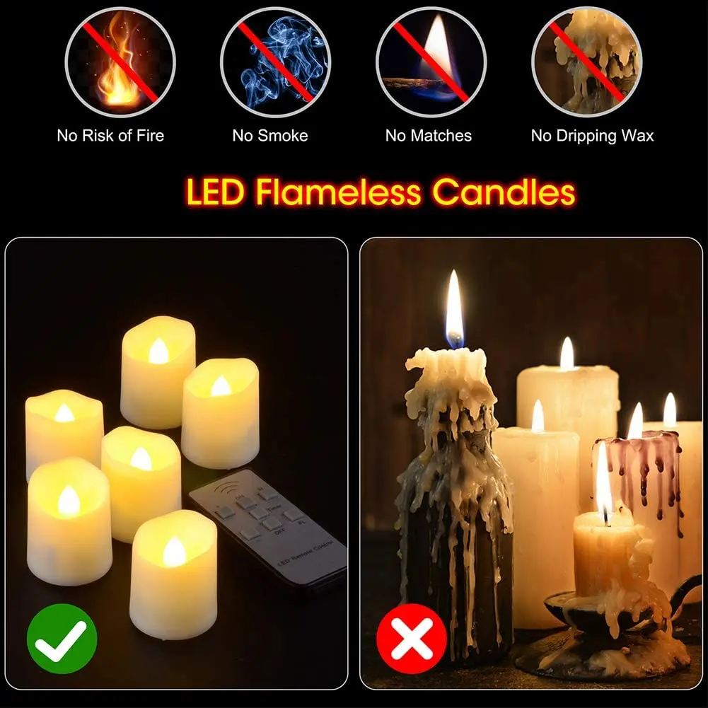 Led Candles With batteries Timed Remote Control Flickering Flameless Candle Set Tea Light Birthday Home Decoration Votive candle