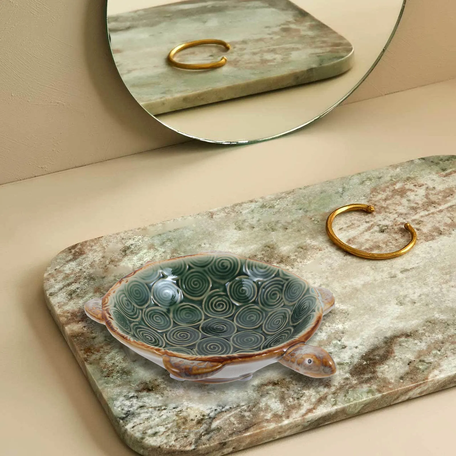 

Ceramic Turtle Jewelry Plate Tray Compact Decorative Jewelry Organizer Display Dish for Rings Earrings Necklaces Storage