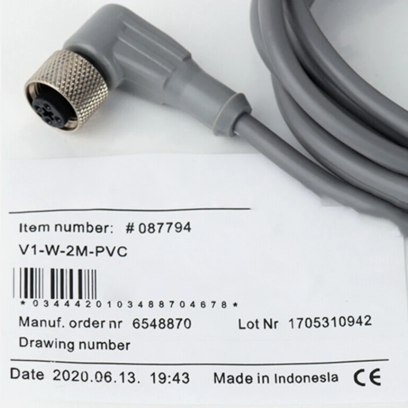 

2PCS P+F Female Connector V1-W-2M-PVC Right Angle M12 4-pin PVC cable for Sensor New High-Quality Warranty For One Year