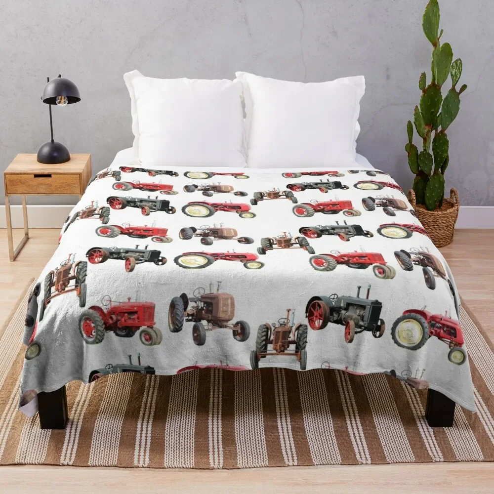 

Antique Farm Tractor Collage Throw Blanket Luxury Brand Soft Soft Big Summer Beddings Blankets