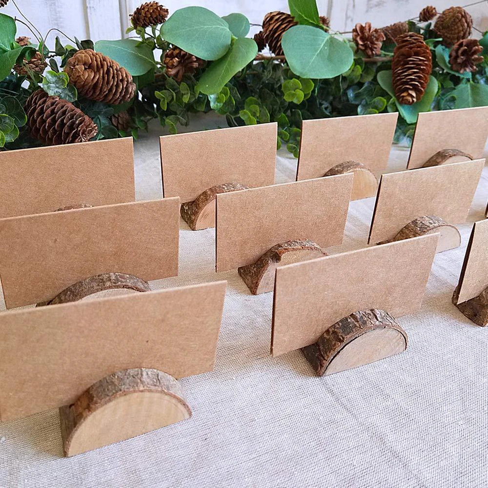 10/20 Set Rustic Wooden Place Card Holder Kraft Table Name Place Card Table Number Holder Photo Holder Stand Photo Clip Wedding
