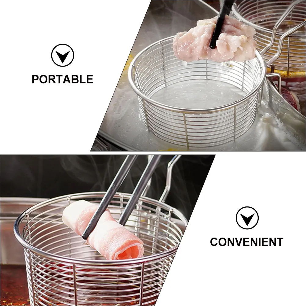 

Stainless Steel Strainer Spoon Anti Burning Handle Pasta Basket Noodle Colander Hot Pot Sieve Wire Mesh Kitchen Tool