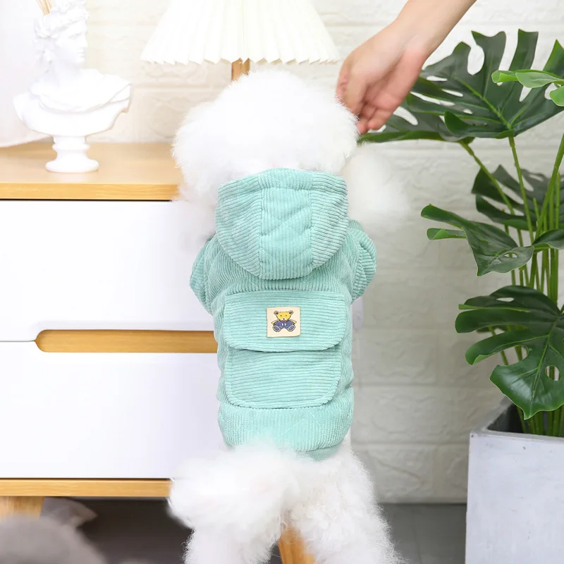 Corduroy Cute Rabbit Dog Vests Winter Fleece Warm Pet Dog Clothes For Samll Dogs Coats Puppy Costumes Terrier Clothing Jackets