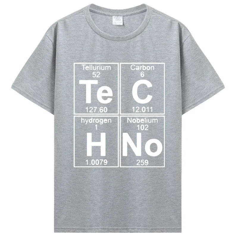 Techno Periodic Table Funny Meme T Shirt for Men  Chemistry EDM Music Graphic Tee Casual Short Sleeve Black 2026 New