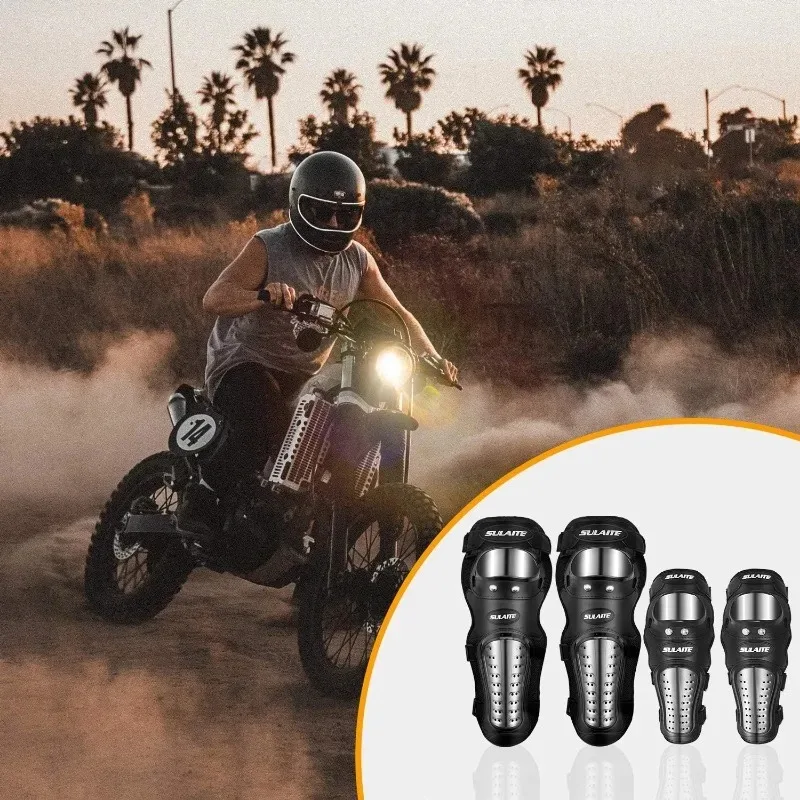 

For Bike Knee and Elbow Guards Motorcycle Protective Gear Set with Adjustable Knee Cap Pads Protector 4Pcs