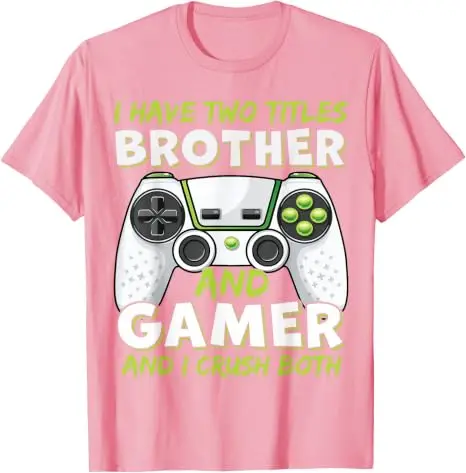 Ich habe zwei Titel: Bruder und Gamer, und ich bin in beiden hervorragend – T-Shirt mit Humor, lustige T-Shirts für Männer und Jungen, Gamer-T-Shirts mit Videospiel-Motiven. – Detail 5