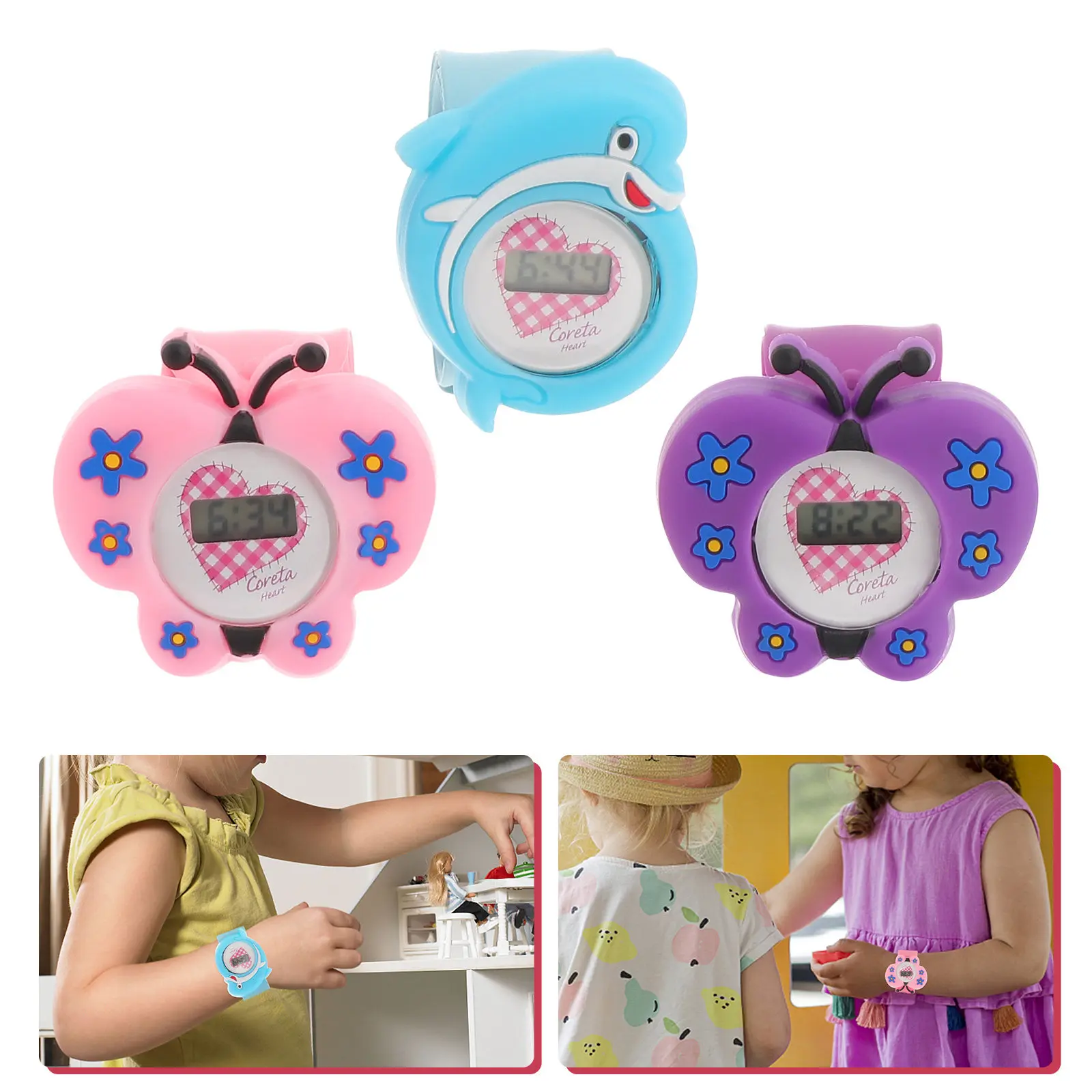 

Детские силиконовые часы с мультяшным дизайном, 3 шт., с четкими цифрами, обучающие, милые, красочные, подарок для школьников