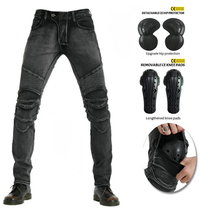 

VOLERO 2022 Men's Motorcycle Pants Motorcycle Jeans Protective Gear Riding Travel Motorcycle Trousers Belt Protective Gear Retro