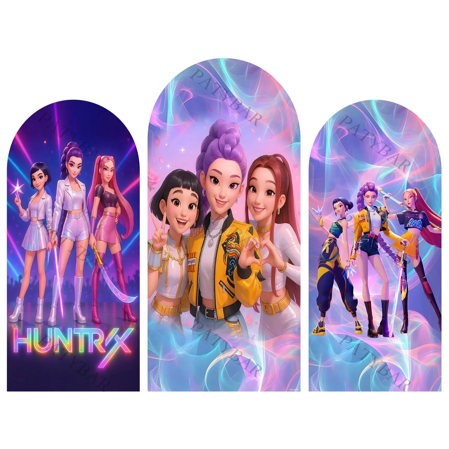 

Arch Kpop H-Huntrix Background Girl Birthday Party Backdrop Polyester Arch Banner Photography Props