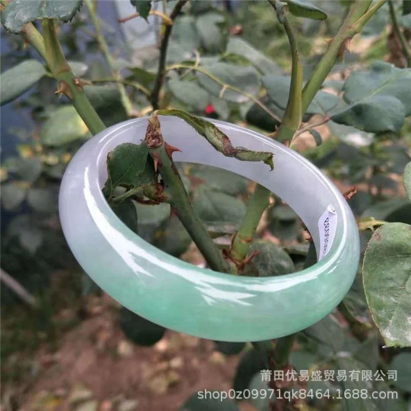 

Myanmar Ice-like Spring Color Violet Emerald Green Jade Bracelet