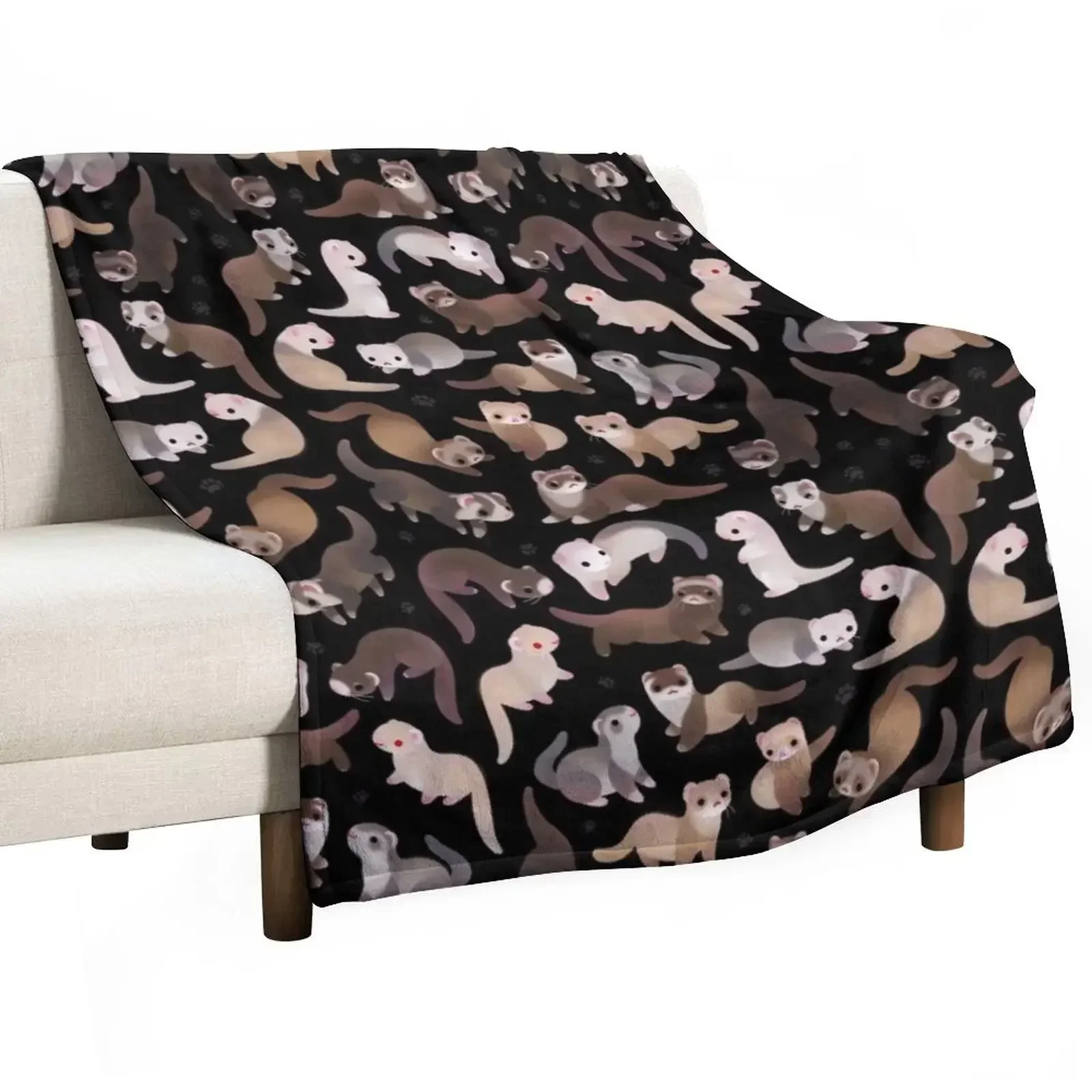 

Ferret - dark Throw Blanket For Decorative Sofa Kid'S Blankets