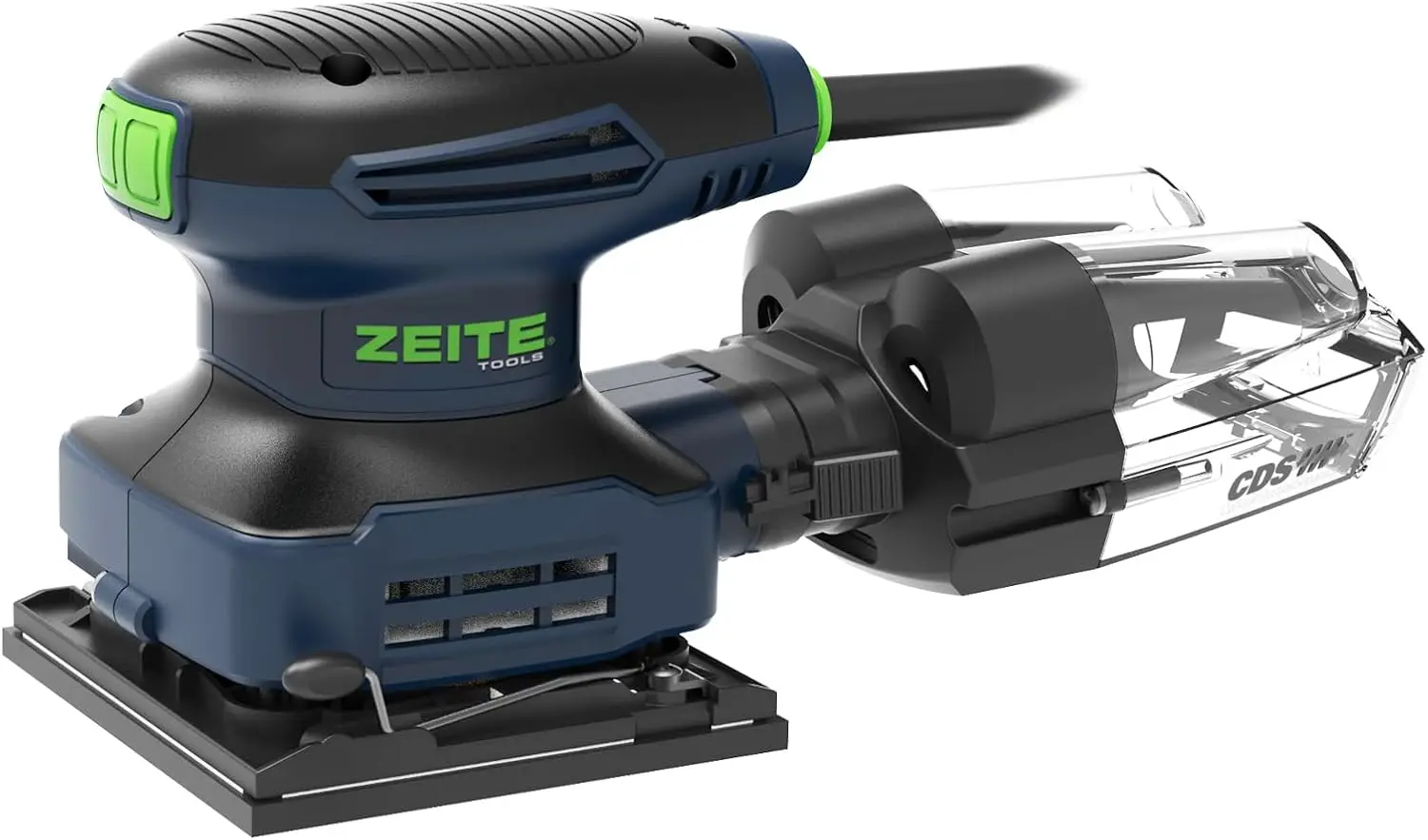 Ponceuse électrique à main 2,4 ampères avec 12 papiers abrasifs, 14 000 OPM pour le polissage du bois, comprend un accessoire d'aspiration et un bac à poussière