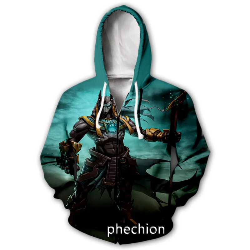 phechion New Men/Women Cartoon Anubis 3D Print Casual Zipper Hoodies Fashion Coat Hip Hop Clothing Tops Sports Zip Hooded B92