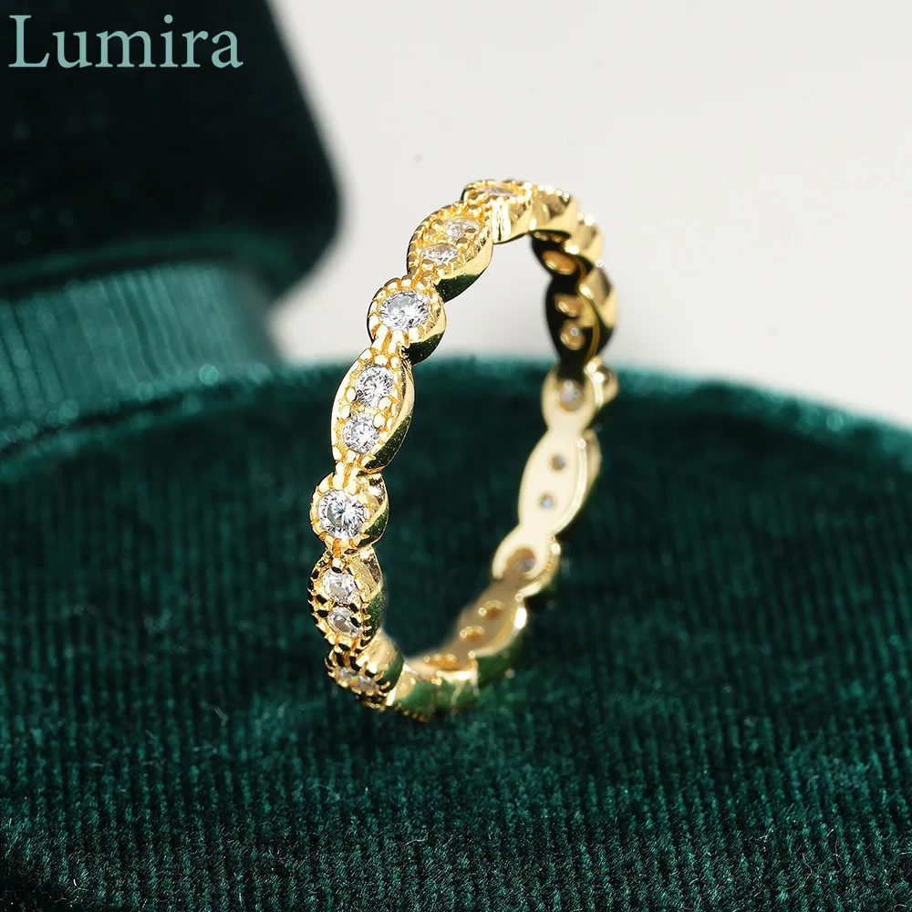 

Элегантный комплект колец Lumira из настоящего золота 18 карат с муассанитом, роскошный комплект для женщин, модное очаровательное ювелирное кольцо для свадебной вечеринки