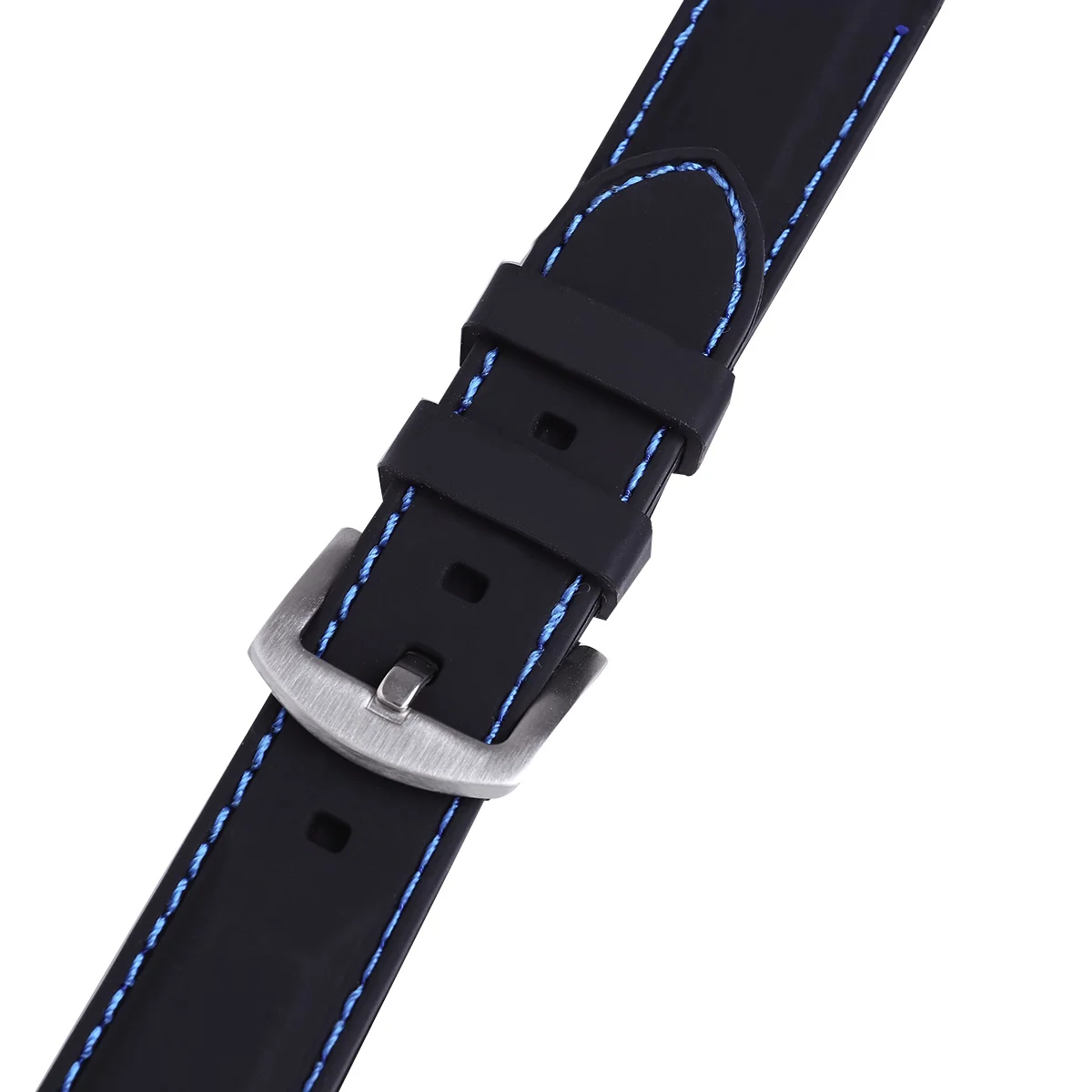 

24mm Watch Strap Waterproof Durable Silicone Watch Band Watch Wristband for Replacement (Black with Blue String)