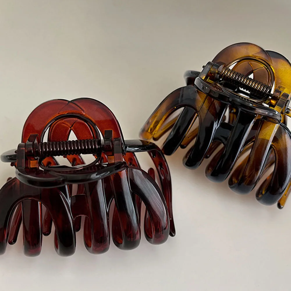 Fermagli per capelli in zucca acrilica Artiglio per capelli alla moda semplice scavato per le donne Temperamento vintage Shark Y2k Fermagli per capelli alla moda