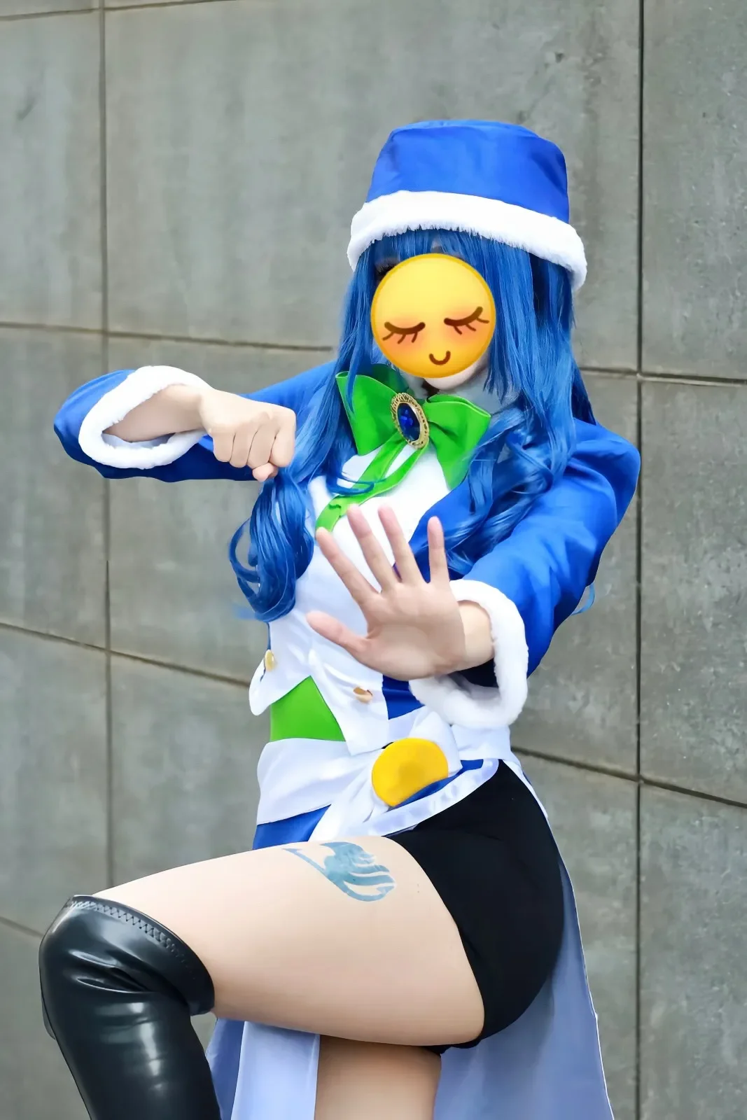 Anime Juvia Lockser Cosplay Costume Blue Water Mage Outfit Women Coat Skirt Hats Halloween Carnival Party Suit view 3