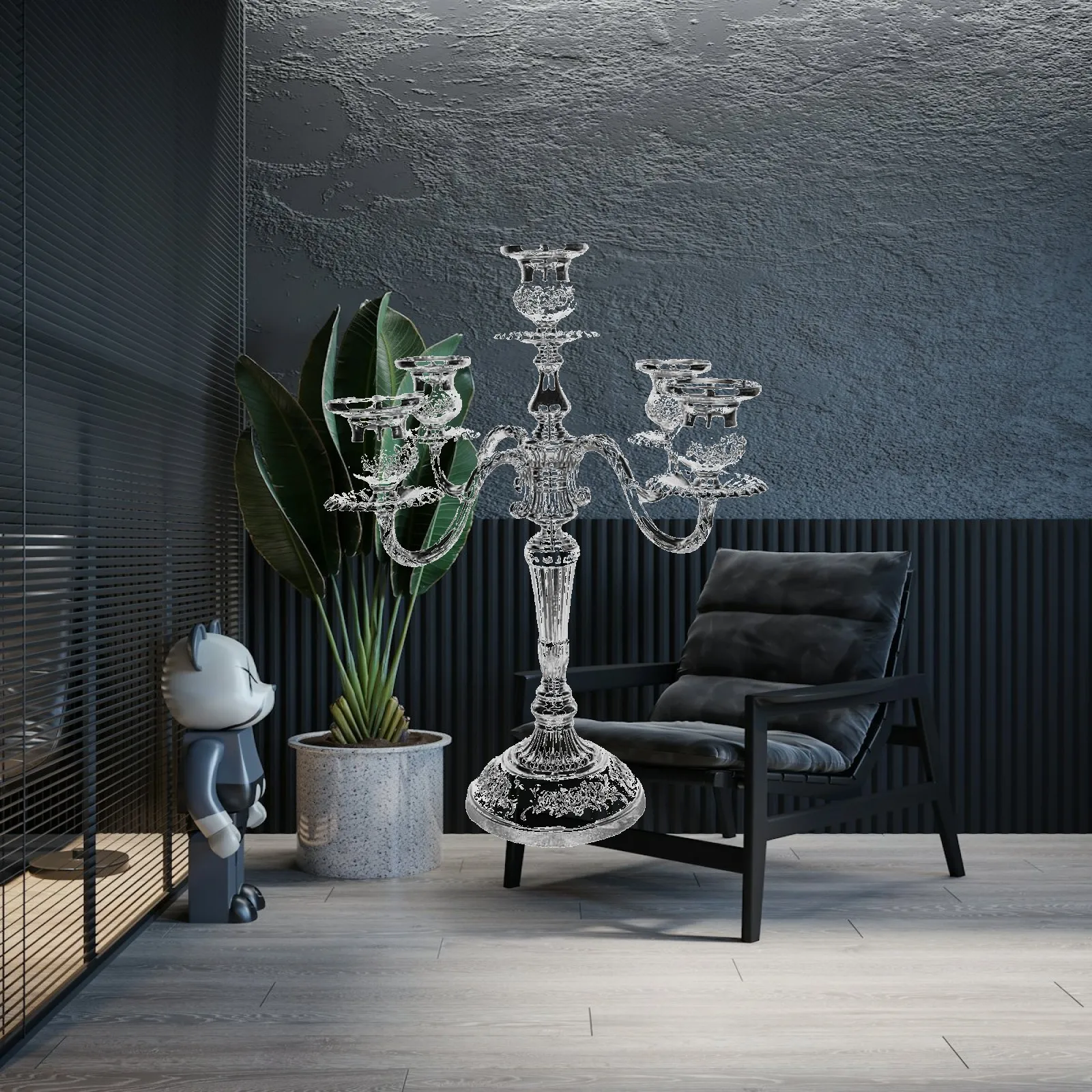 European Alloy Candle Holder Elegant Five Sconces Candelabra Tall Centerpiece for Wedding Party Home and Restaurant Table