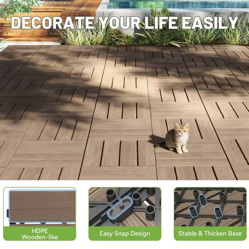44-Piece Interlocking PE Deck Tiles 12