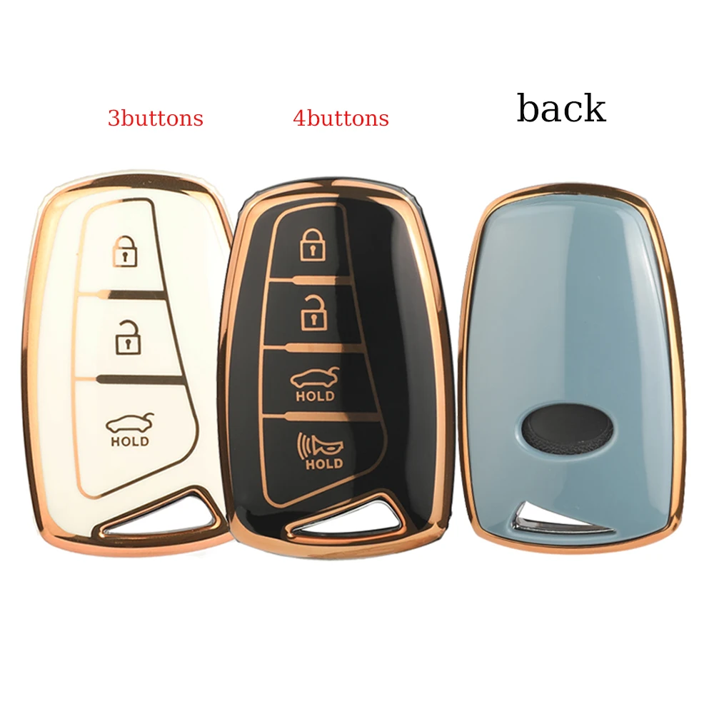 jingyuqin Remote TPU Car Key Shell Case Fob For Hyundai Solaris ix35 ix45 Accent Elantra Santa Fe Accessories 3/4 Buttons