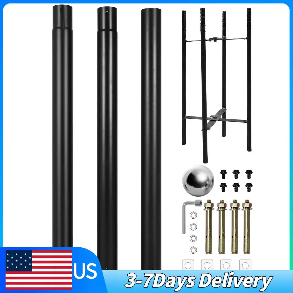 

10Ft Tall Solar Pole Accessory with Rebar Cage Base Heavy-Duty Street Light Poles Weather-Resistant for Street/Parking Lots/Park