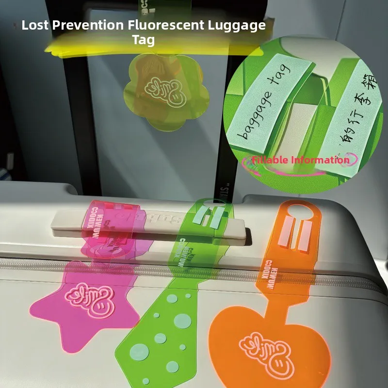 Fluorescent Luggage Tag Travel Airplane Check-In Sticker Tag Accessories Creative Anti-Lost Device Baggage Tag Identification