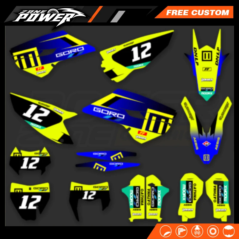 Powerzone دراجة نارية الرسومات خلفية الشارات ملصق أطقم ل Husqvarna TC FC 2014 2015 TE FE 2014 2015 2016 125-450cc 12 #3