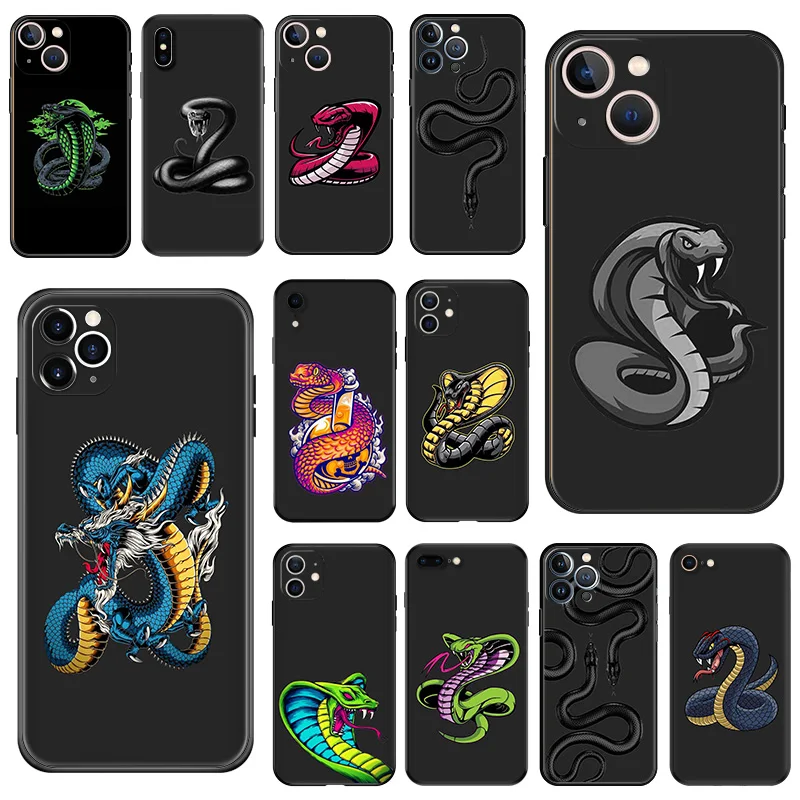 Ultra Thin Matte Soft Snake Cobra Python Phone Case For iPhone 16Pro 15 14 13 12 Mini 11 16 Pro Max 7 8 Plus XR SE Cover