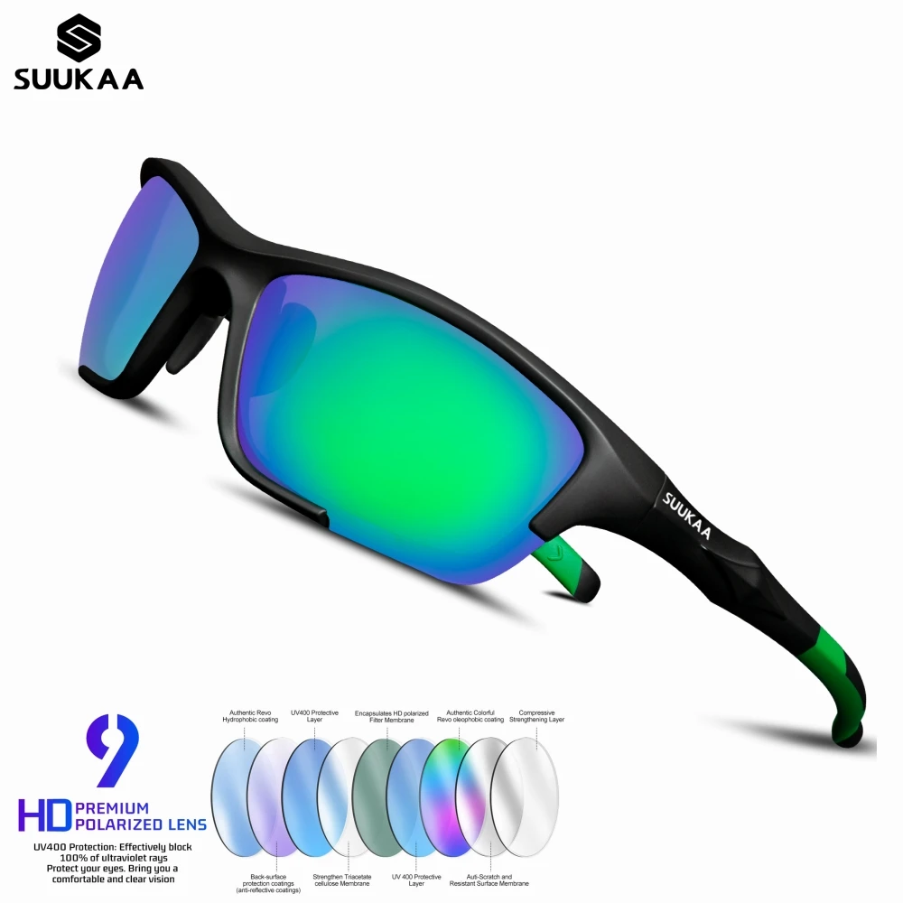 Suukaa-Polarized Fishing Glasses for Men, MTB Sunglasses, Motorcycle Goggles, Outdoor Cycling, UV400 Protective Glasses, New