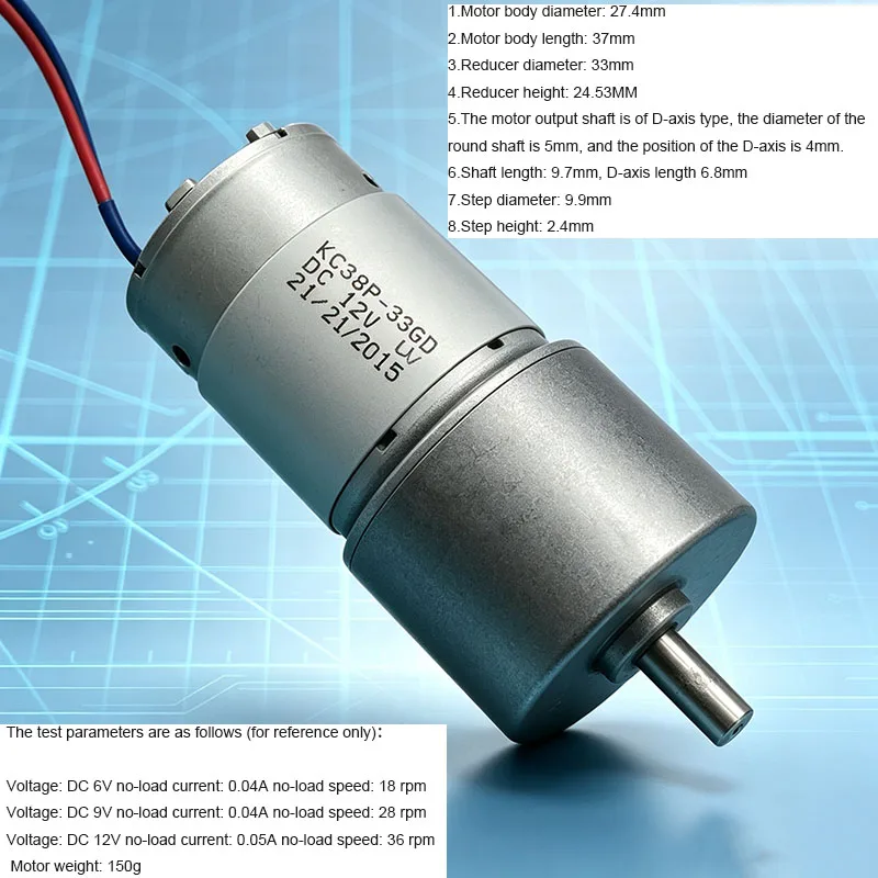 Metal Gearmotor 380 6-12V Reducer Motor High Torque Reversing 36 RPM 1pcs for Automation And Robotics