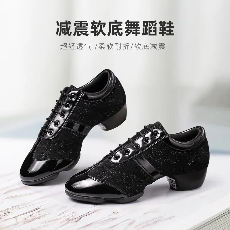 Men and Women Dance Shoes Stage Indoor Latin Dance Shoes Adult Teacher Shoes Cha Cha Performance Dance Split Sole Dhoes