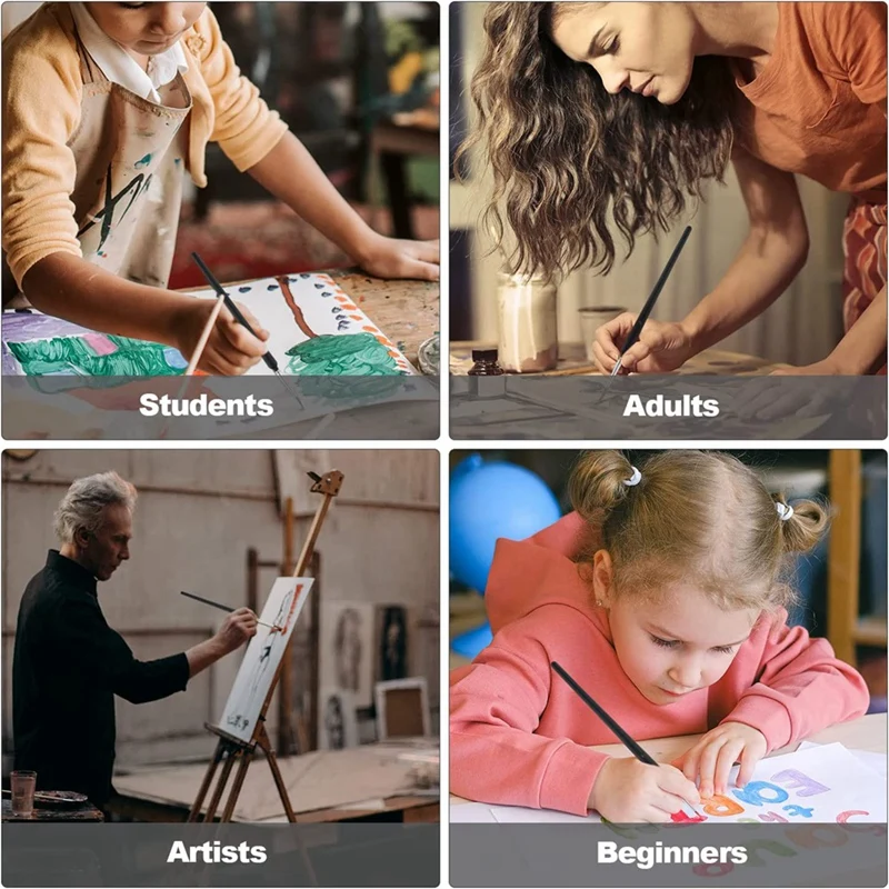 9Piece Fine Detail Paint Brush Small Paint Brush With 9 Sizes For Watercolor Painting Acrylic Drawing