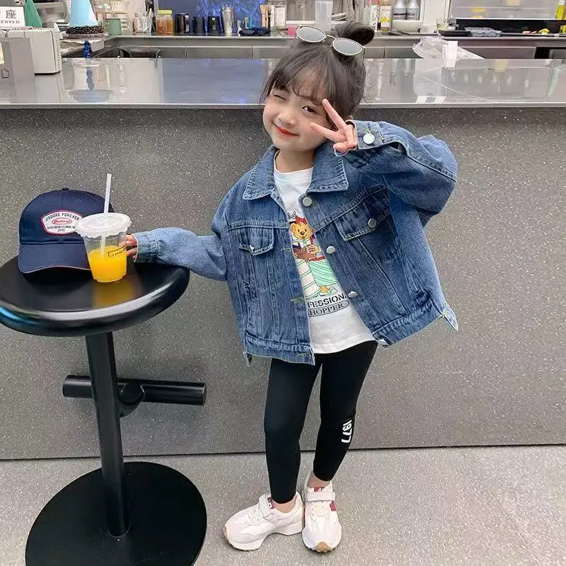 

Girl Denim Jacket Spring and Autumn Children's Casual Jeans Clothes Little Girl Baby Denim Coat Baby Girl's Top