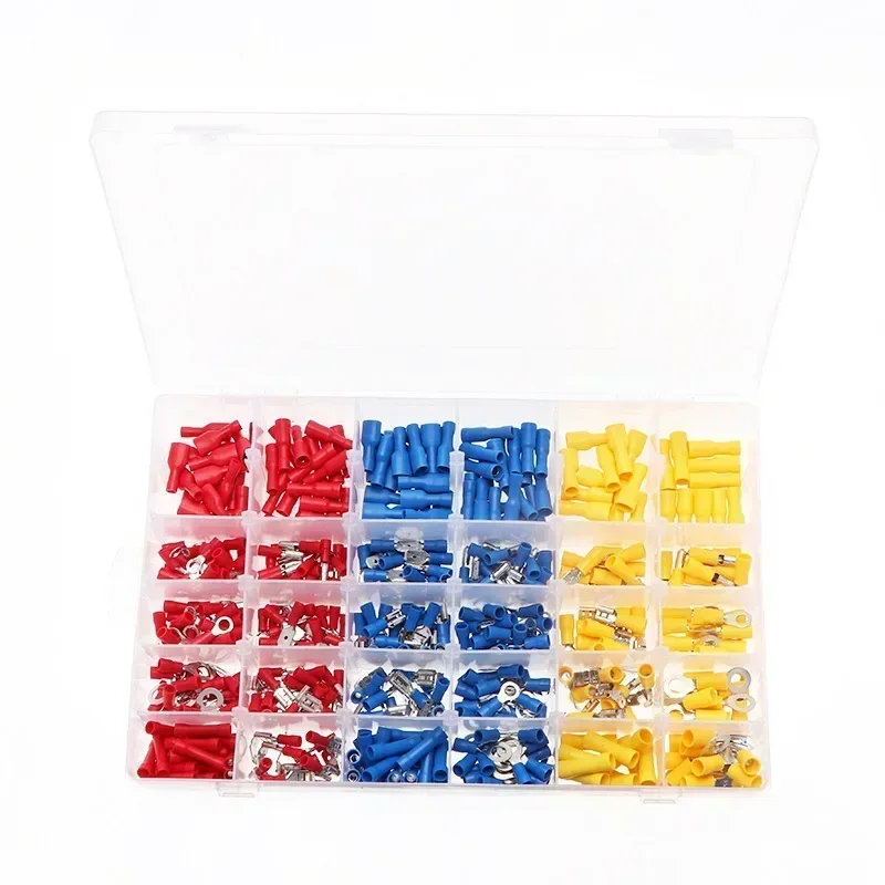 500pcs Insulated Terminal Kit Spade Ring Fork Butt Connectors Assortment for Electrical Wire Crimping