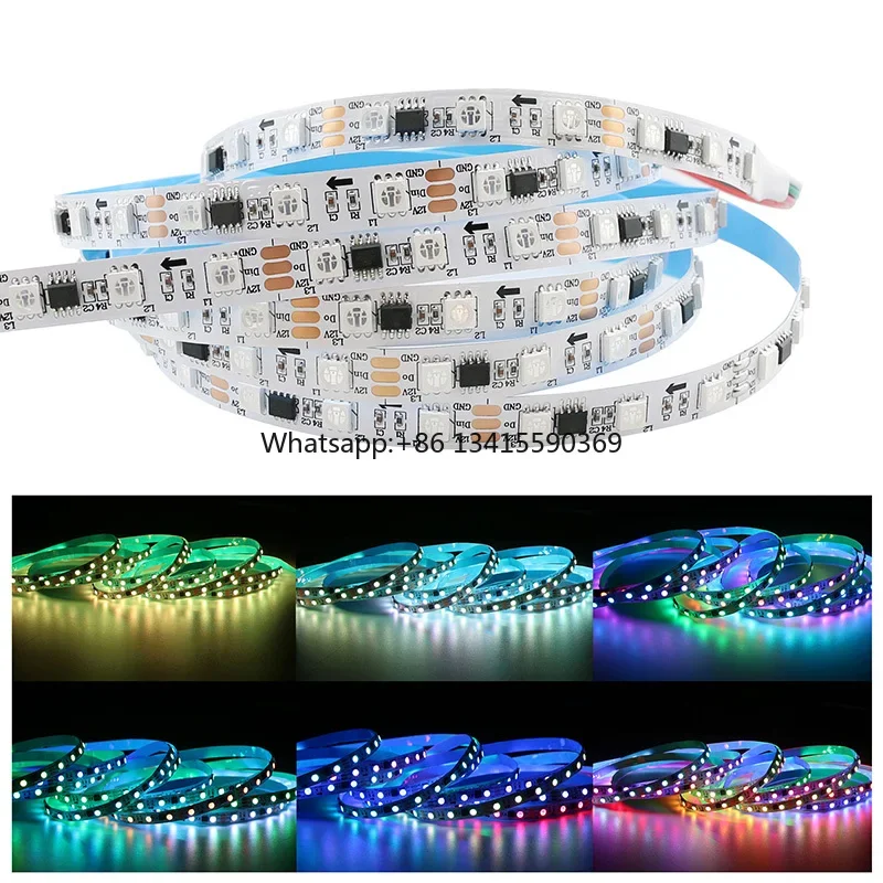 

5m 10m 30m Roll 5050 Flexible 24v Dmx 12v Addressable Rgb Rgbw Rgbic Smd Ws2811 Ws2812b Tiras Luces Smart Led Strip Light