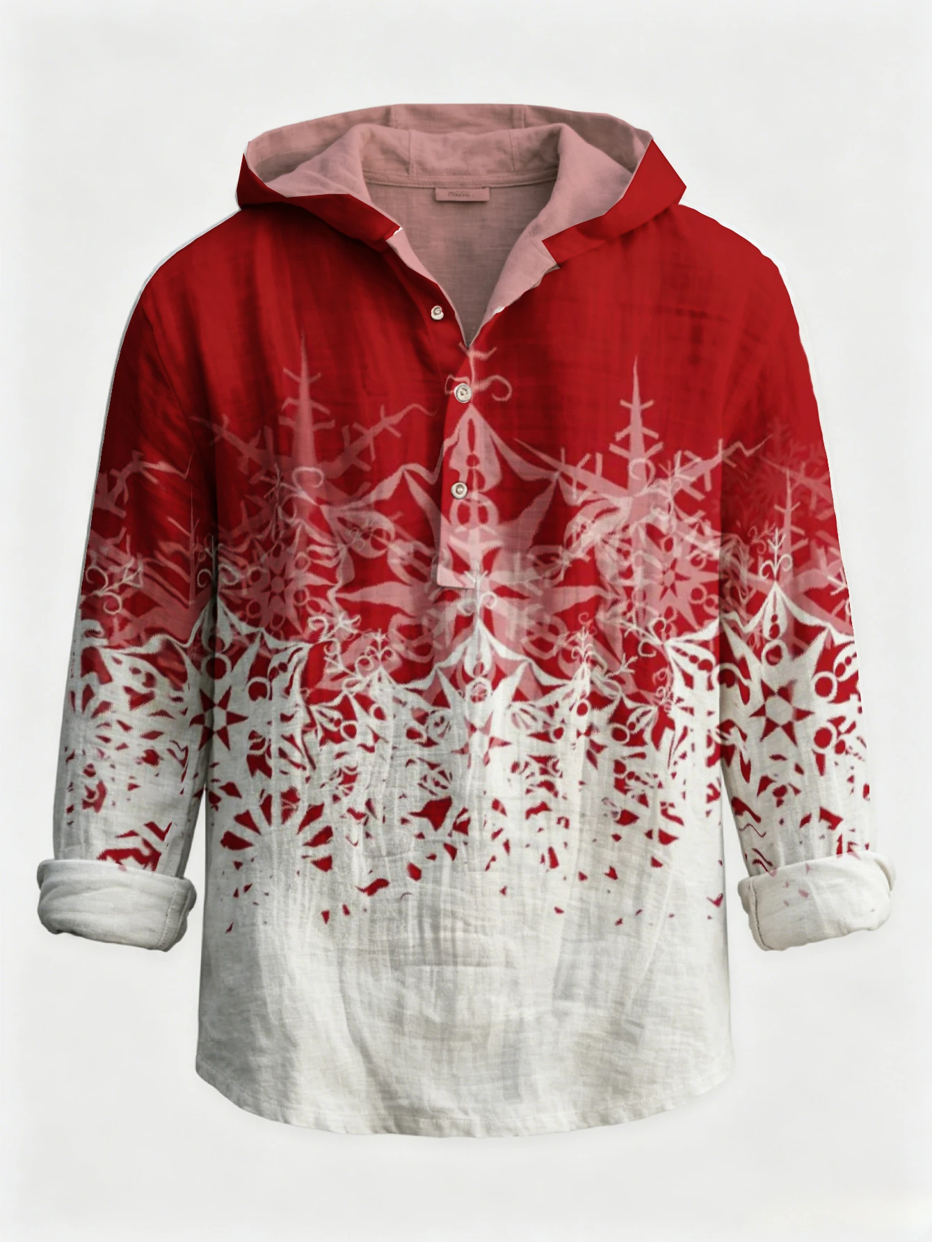 Jeans - Herensweater met kerst-sneeuwvlokkenprint, lange mouwen, halve