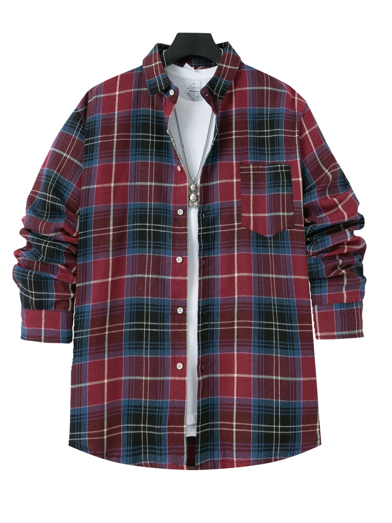 

2025 hottest men's hairy plaid long-sleeved shirt, thin and light-clim casual shirt, men's business loose breathable t-shirt, me