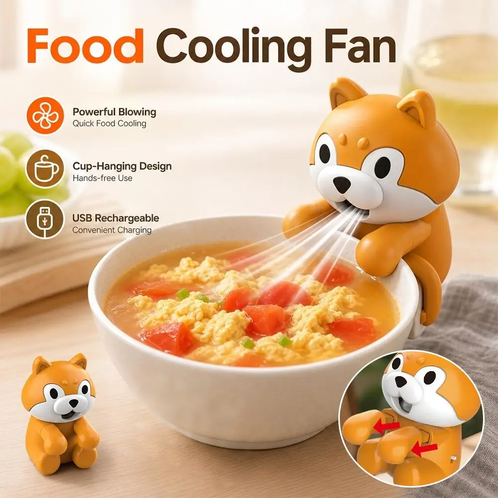 ClipOn Mini Fan for Mug Cute Dog Animal Fan Coffee Chiller Desktop Beverage Blower Hanging Mug Fan for Coffee Soup Drinks image 2