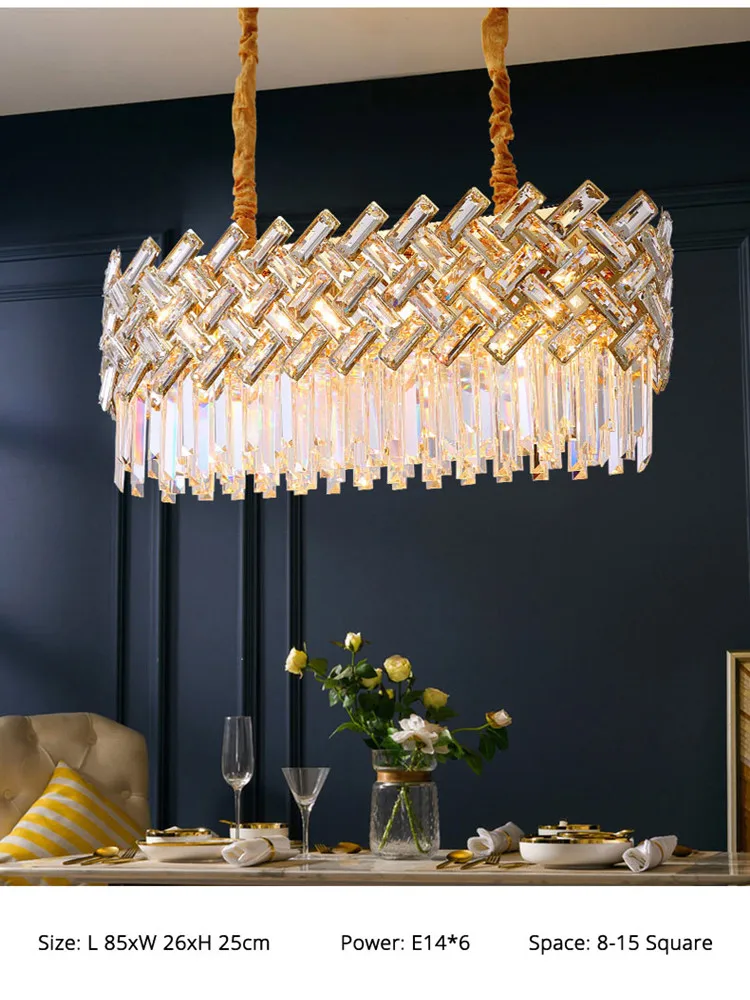 Gold körper versetzt Kristall runden Kronleuchter LED Lampe Wohnzimmer Küche Villa Anhänger e14