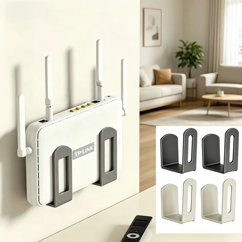2pcs Home Router Storage Box Wall Artifact Set-Top Box Wall-Mounted Fixture Support Bracket Wifi Placement Rack Living Room Home