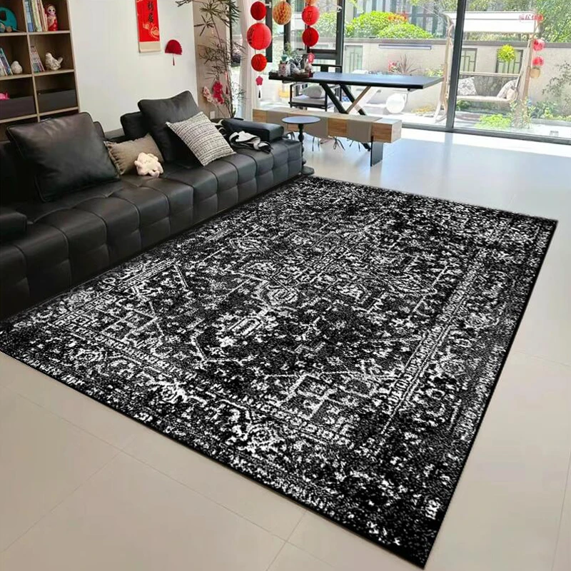 

VIKAMA Black And White Abstract Carpet Short Pile Ins Scandinavian Style Living Room Bedroom Light Luxury Art Sense